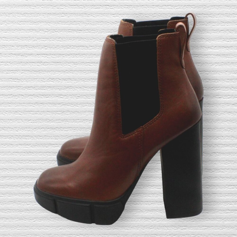 Steve Madden Women's Revised Leather Platform Chelsea Boots - Brown, Size 5 - Picture 6 of 8